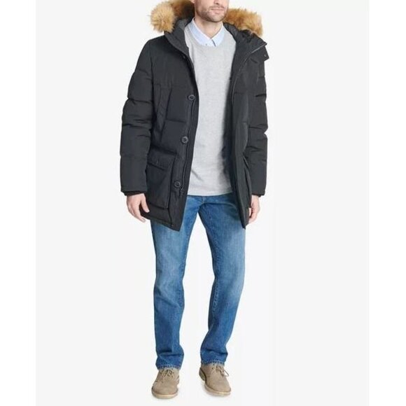 Men's Black Claiborne Long Hooded Water Resistant Snorkel Coat - M - Picture 9 of 11